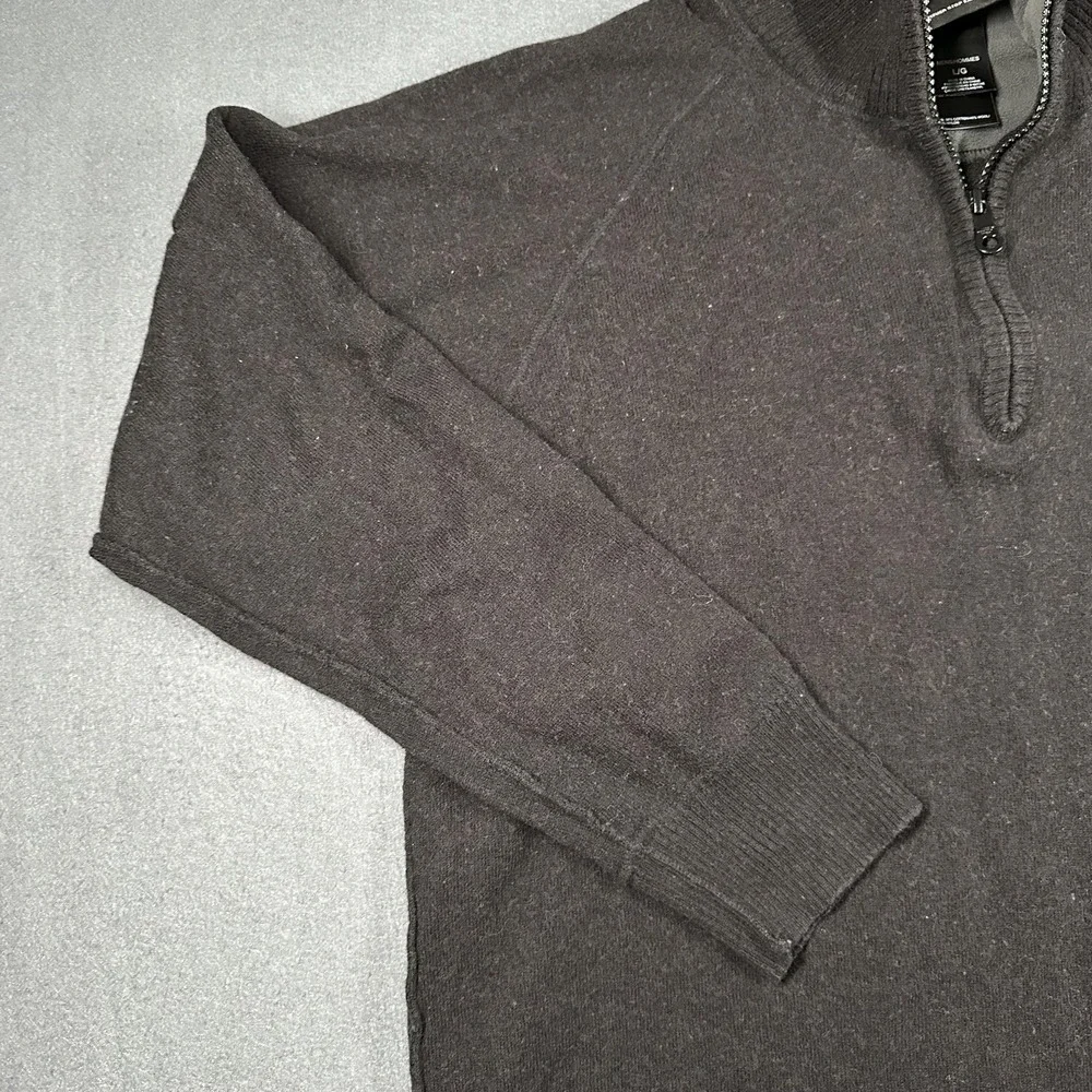 The North Face Sweater Mens Large Gray Cotton Wool 1/4 Zip Mock Neck Pullover‎